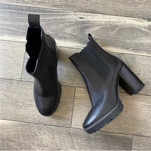 NEW Tory Burch Lug 70MM Bootie Black Chic Moto Leather Chunky Heel Size 11